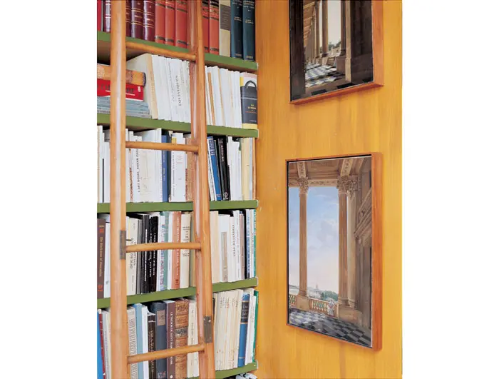 Faux-bois painted wall by Charles James in the library alcove