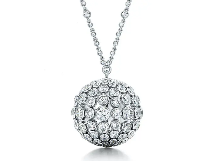 Necklace/pendant of round diamonds in platinum
