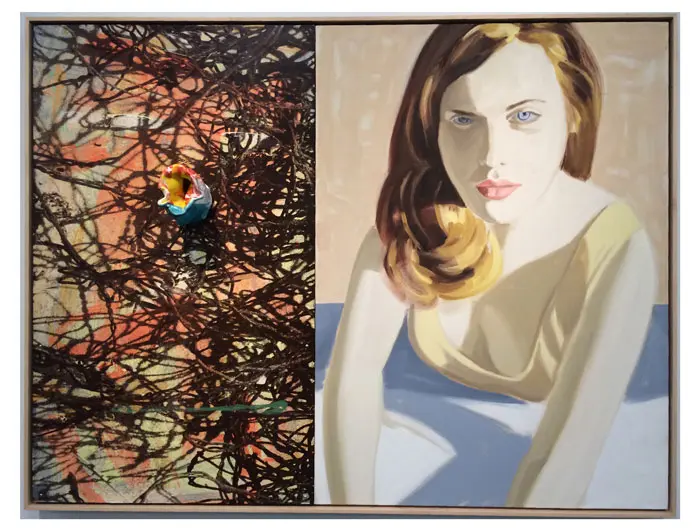 David Salle's "Parallax View," 2013, exemplifies the artist's split-screen painting trope. Courtesy the artist and Skarstedt, NYC