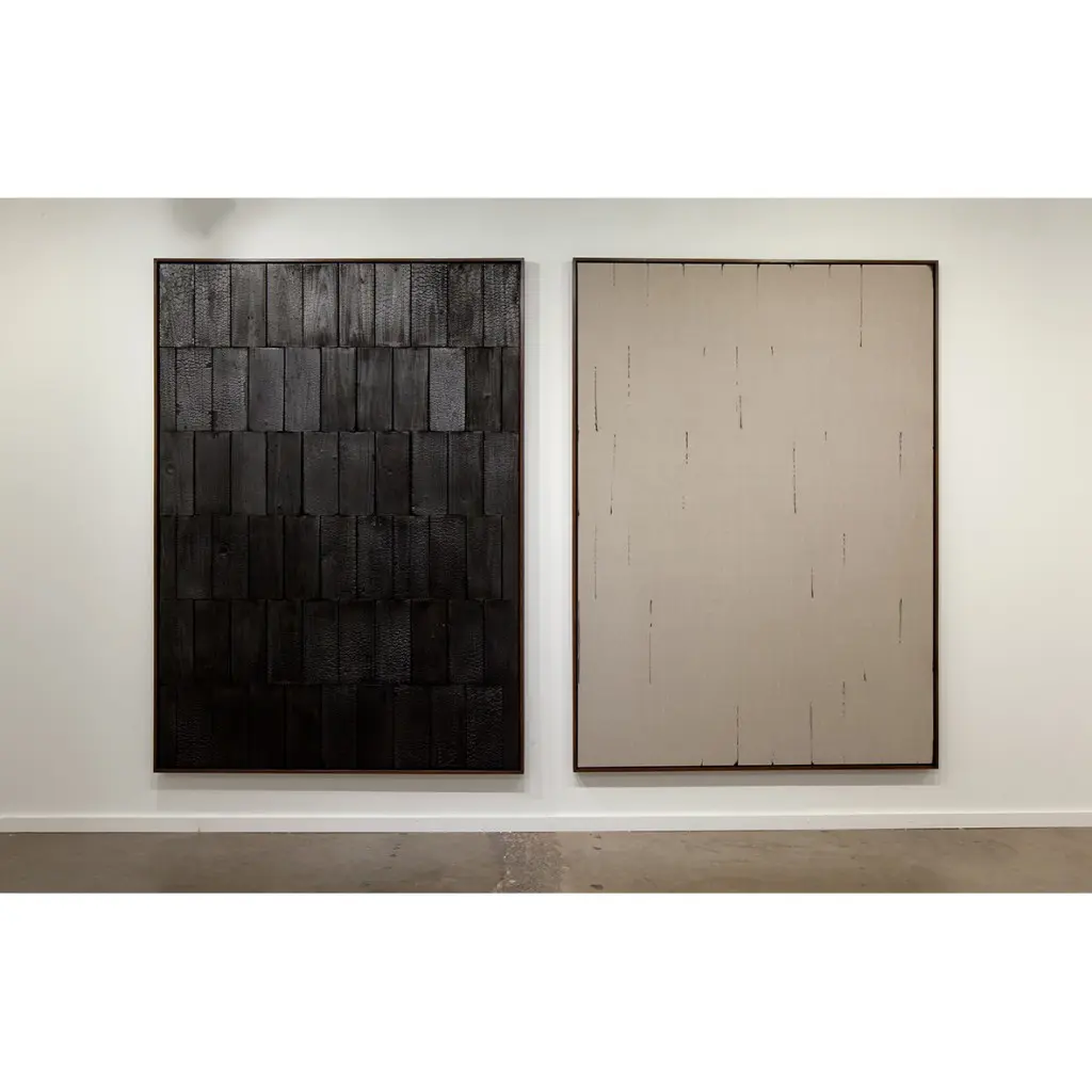 Davide Balula's work from charred wood and its dust, at 
Galerie Frank Elbaz (Paris), Dallas Art Fair. Photo © Kevin Todora, courtesy the gallery.