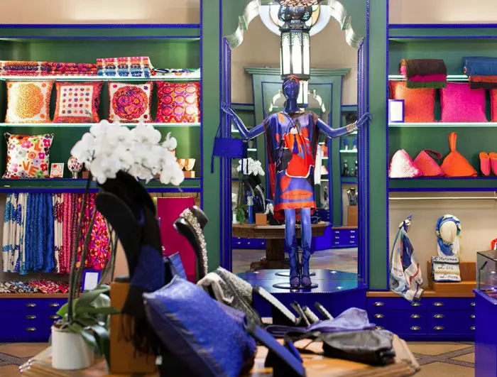 Interior shot of the Yves Saint Laurent boutique at Jardin Majorelle