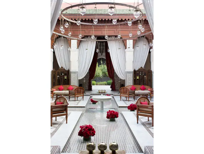 The grand entrance at the Hotel Royal Monsieur in Marrakech