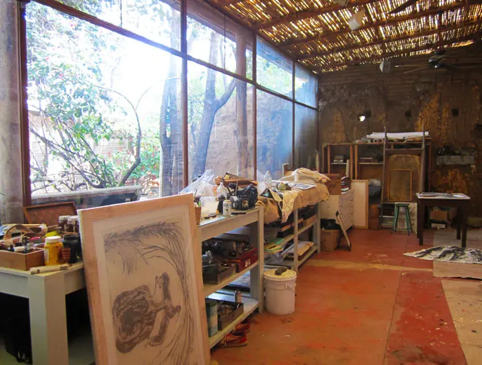 Artist Guillermo Olguín's studio in Oaxaca 