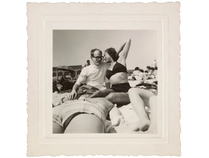Before he was famous: Andy Warhol and Pittsburgh pal/modern dance Corinne ("Corky") Kessler on Fire Island beach, circa 1949. Photograph by Carnegie Tech classmate/painter Philip Pearlstein. Philip Pearlstein papers. 