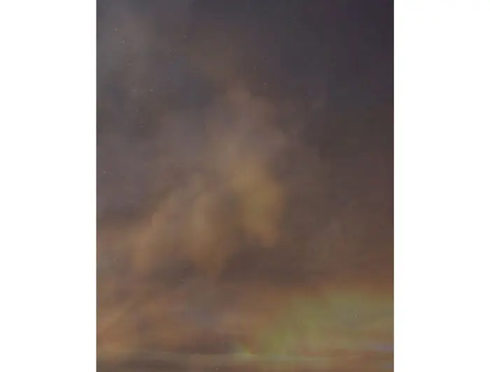 Amy Elkins' "Nineteen Years out of a Life Sentence (Sky)," is based upon a prisoner's glimpse of sky above a grated cell. 