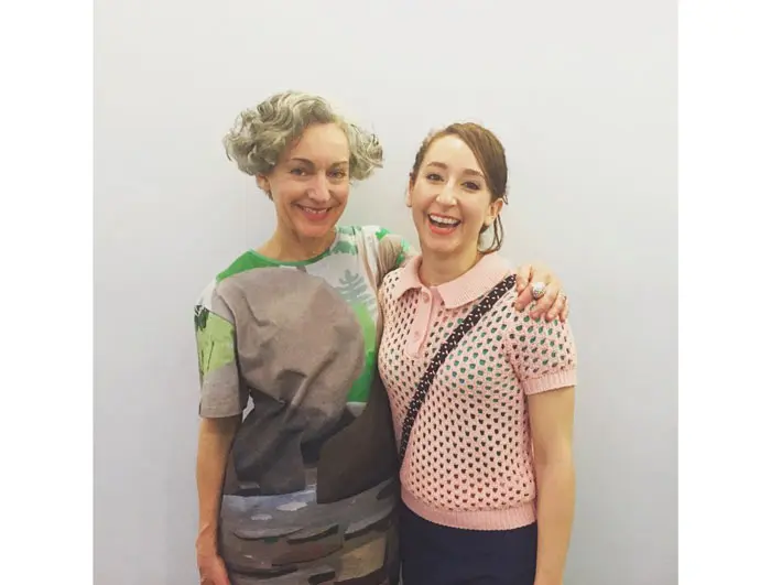Cheryl Donegan and Debra Barrera after the former's NADA performance. 
Photo Jon Hopson.