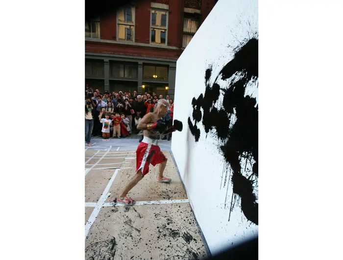 Shinohara's practive encompasses a huge dose of performance art. At Deborah Colton Gallery, he boxes with a canvas, Friday, May 1, 6:30 pm. 