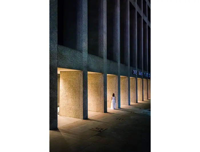 The hauntingly surreal "One Main Place," 2014, is one of Sharum's most memorable images in the Observe Dallas 2015 project. 
