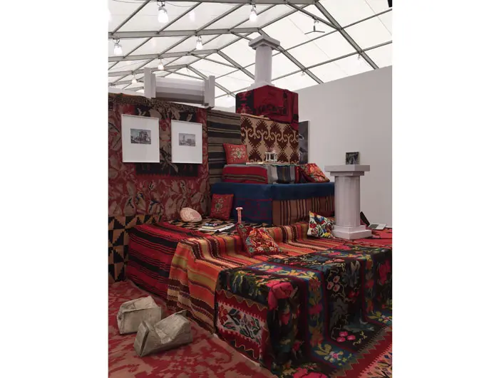 Scene from Athens gallery, The Breeder’s booth at Frieze New York: Andreas Angelidakis’ “Crash Pad,” 2015. 