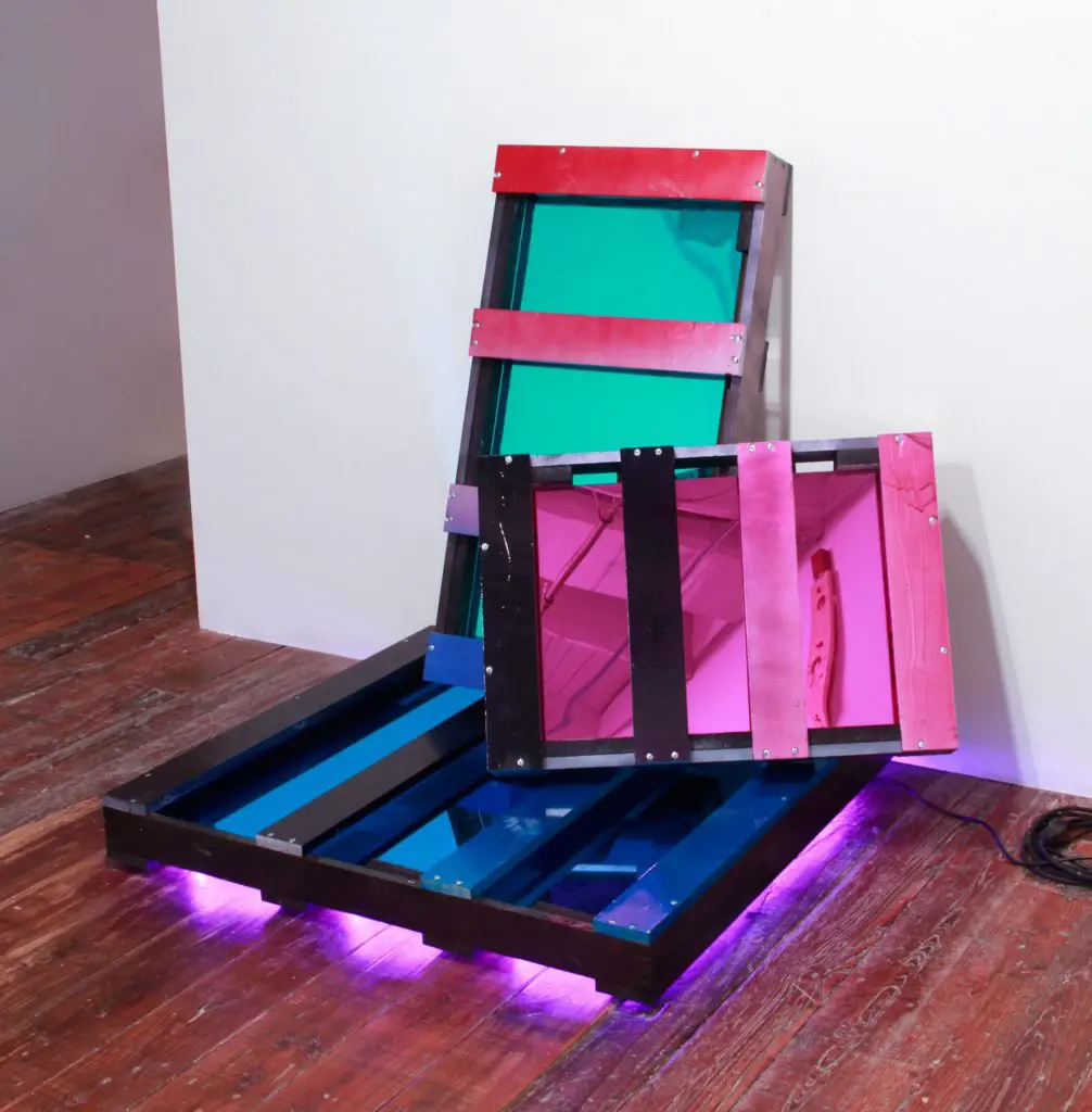 Pratt Institute grad/Houston artist Bret Shirley deserves to be on your radar. Shown: Shirley's "The Dark Fold That Restrains the Infinite," 2015, at galleryHomeland. Photo courtesy Iva Kinnaird.