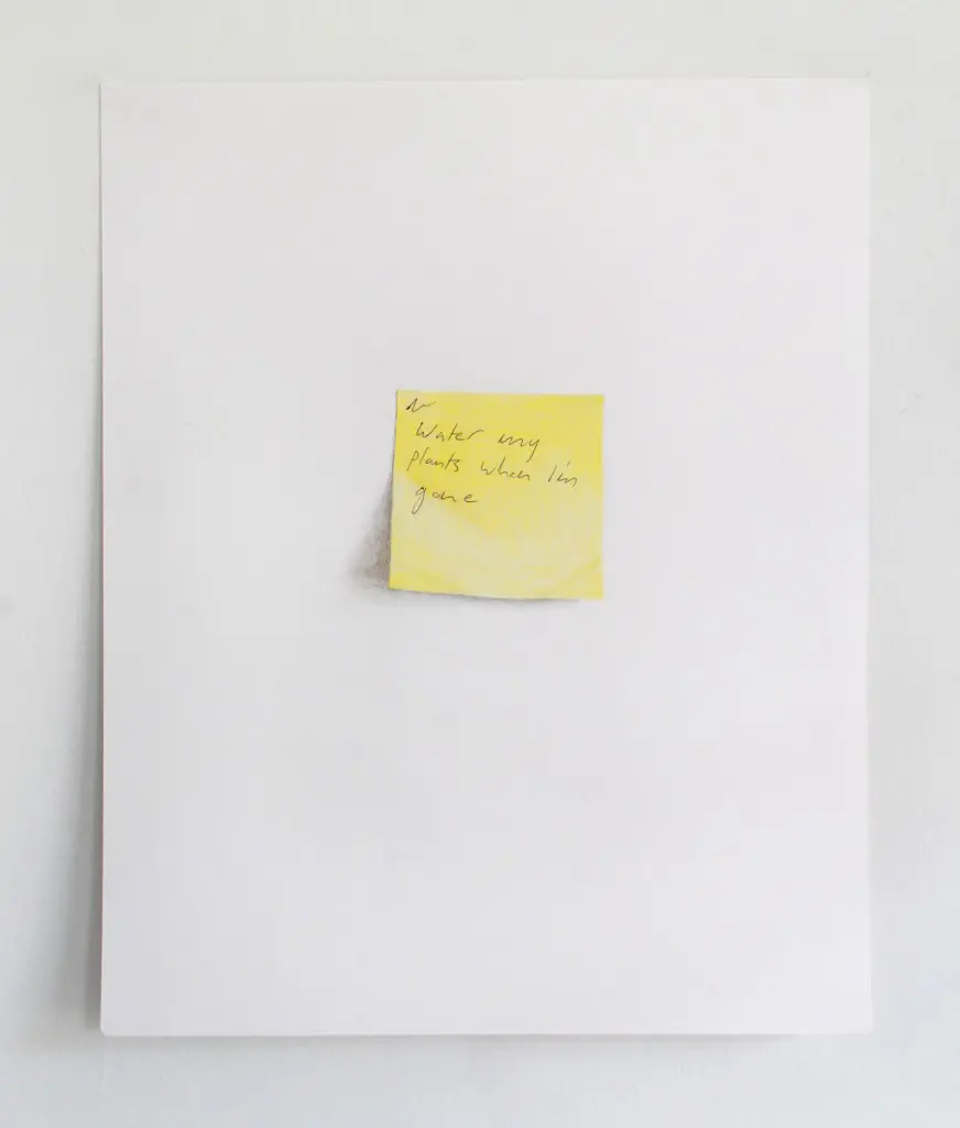 We mistook this Post-It note for an actual sign, but it's an art piece by Houston artist Iva Kinnaird. Photo courtesy the artist.