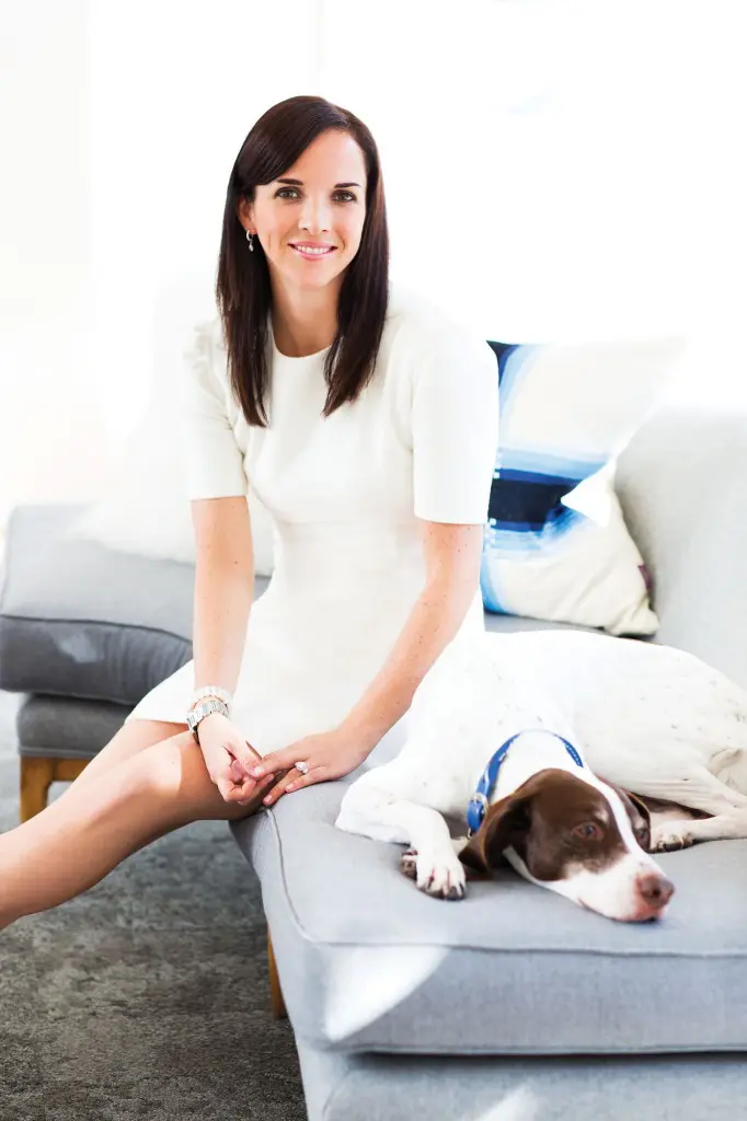 Gable, in a dress by Hadleigh’s, with Jack, the English pointer.