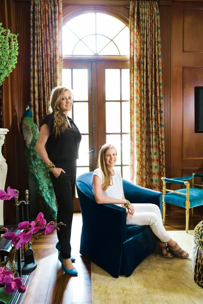 Morgan Jones and Caroline Frantz in the library of a client’s River Oaks home.