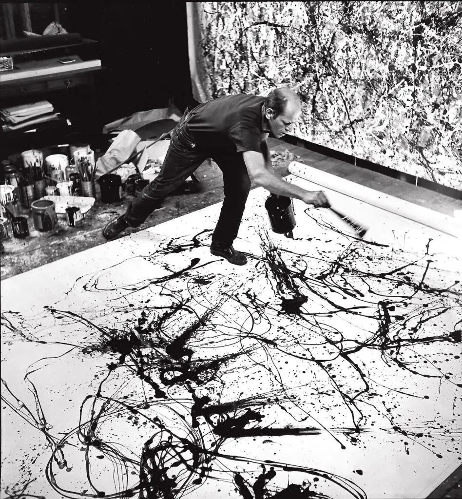 Hans Namuth’s photograph of Jackson Pollock painting "Autumn Rhythm; Number 30," 1950 (Courtesy MOMA BULLETIN, VOL. XXIV, NO. 2, 1956–57)

MOMA BULLETIN, VOL. XXIV, NO. 2, 1956–57