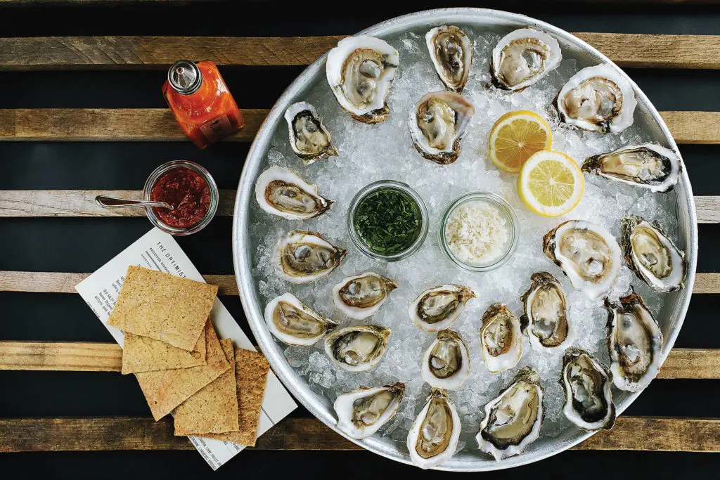 Oysters on the half-shell are sure to be on the State of Grace menu. These beauties are from a Fry restaurant in Atlanta. (Photo by Andrew Thomas Lee)
