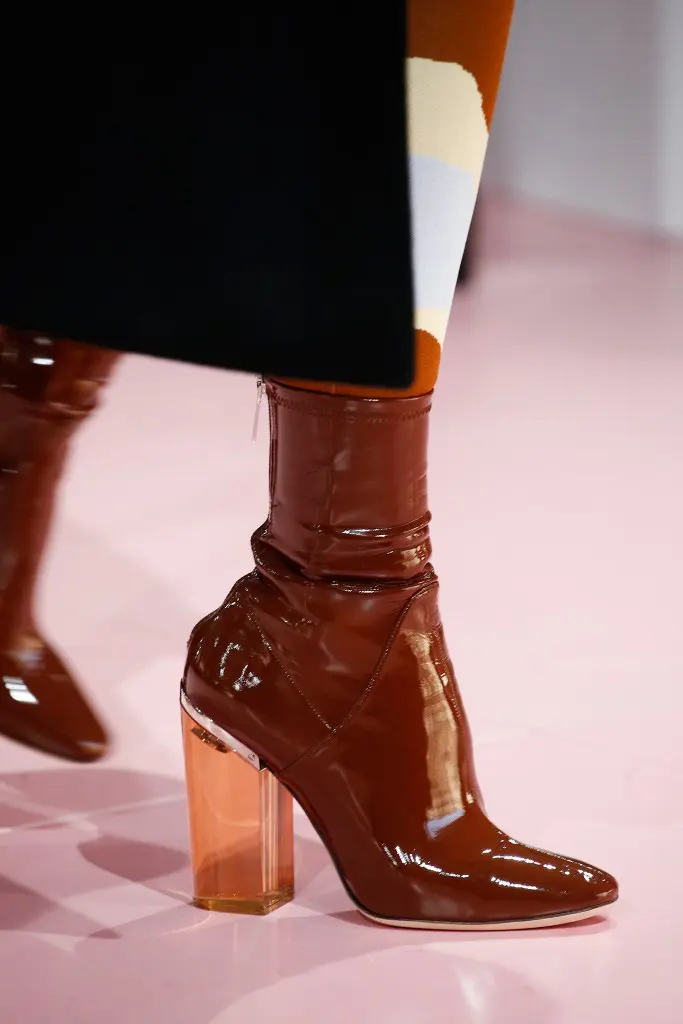 Glossy latex boot on the Dior Autumn/Winter 2015-2016 runway.