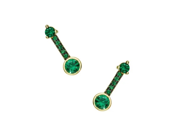 Beautiful blackened pavé tsavorites set in 18-karat bar studs.
