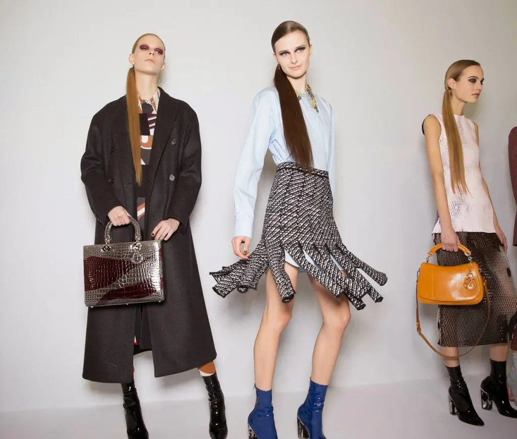 Backstage at the Dior Autumn/Winter 2015-2016 fashion show.