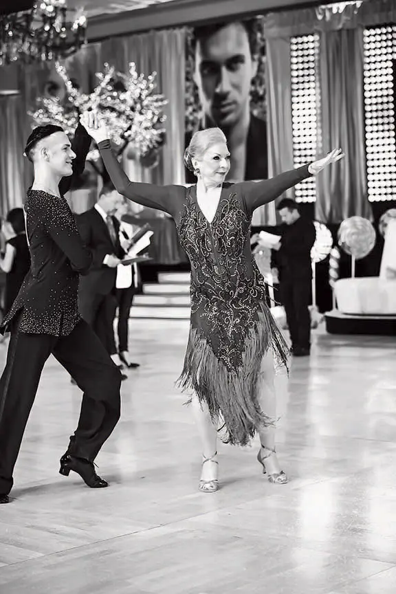 Professional dancer/teacher Stefan Golubovic and
Parker competing in Tampa in June, where they snagged nine first-place ribbons.