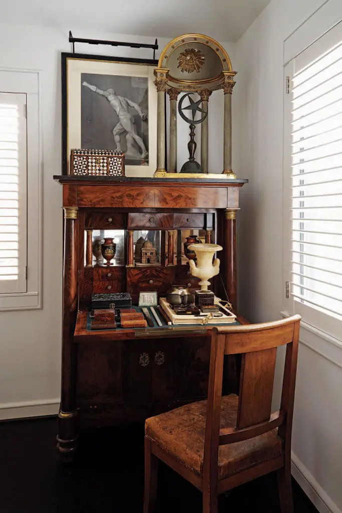 In the master bedroom, Empire-era secretary and Grand Tour pieces.