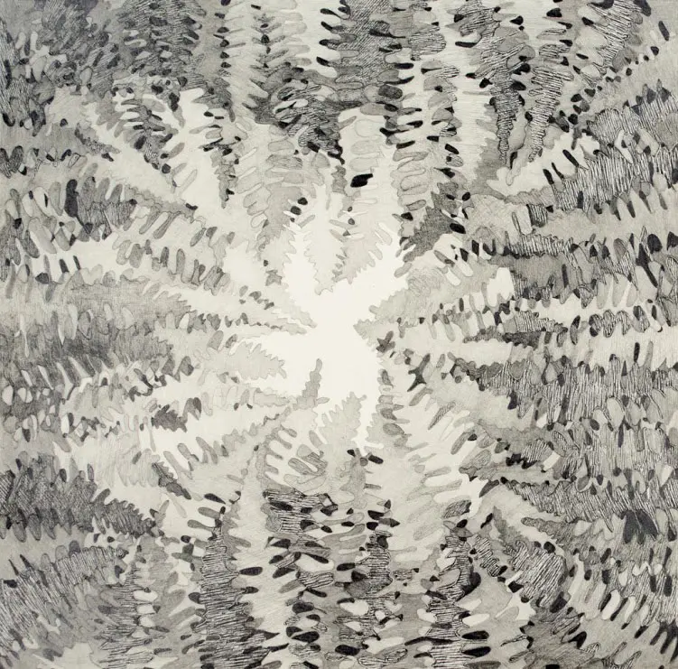 Katia Santibañez's "Another Flow," 2015, at Morgan Lehman Gallery. The artist distills a dialogue between city and countryside. 