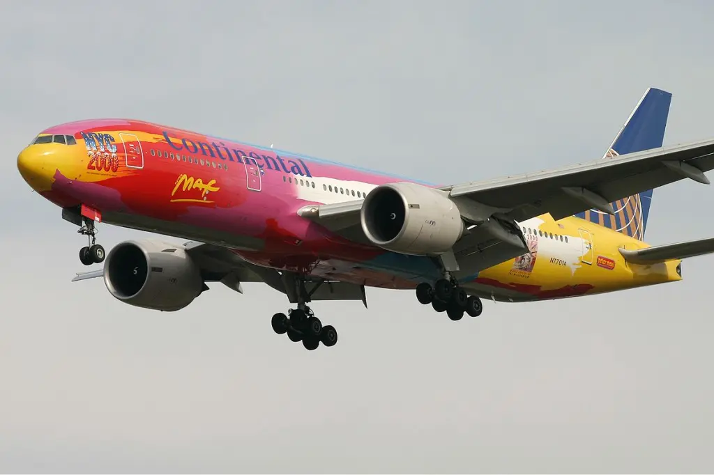 Max was commissioned by Continental Airlines to paint this Boeing 777-200ER jet. 