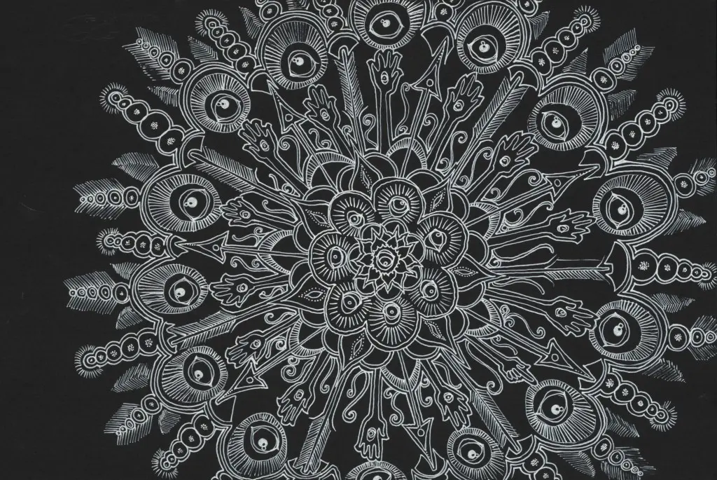 "Mandala #1," 2014, ink & watercolor
