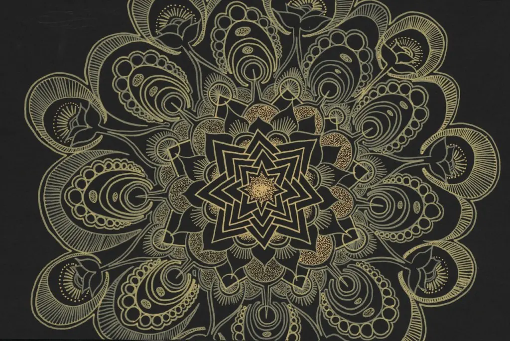 "Mandala #2," 2014, ink & watercolor