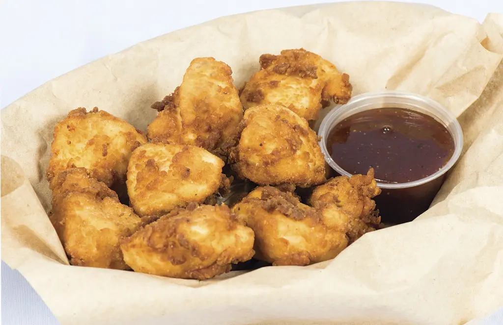 Honey marinated 100 percent breast meat chicken nuggets