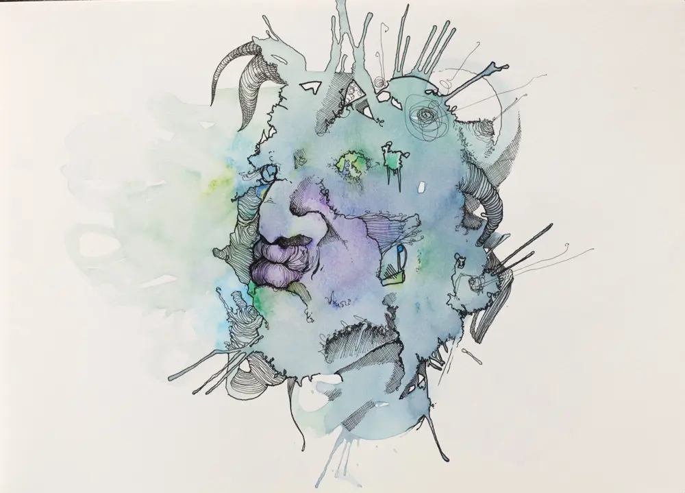 "Snark," 2014, ink & watercolor