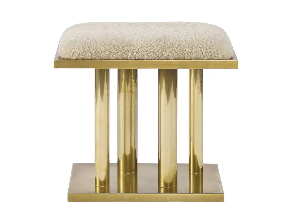 Upholstered Holmby stool in burnished bronze