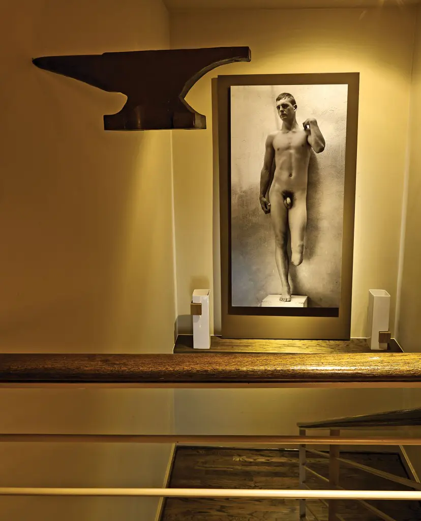 In Miguel Ángel Rojas’ digital print David, 2005, a young Colombian soldier with a leg severed by a land mine poses as Michelangelo’s David.