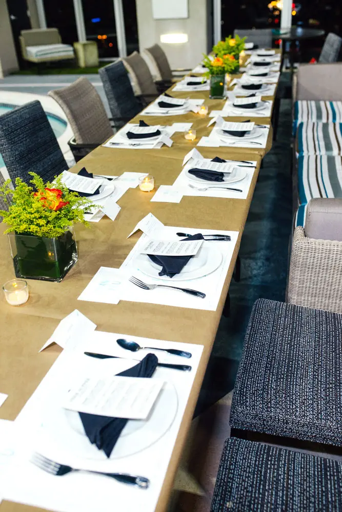 Florals for the table were provided by David Brown and arranged by Kara Smith. 