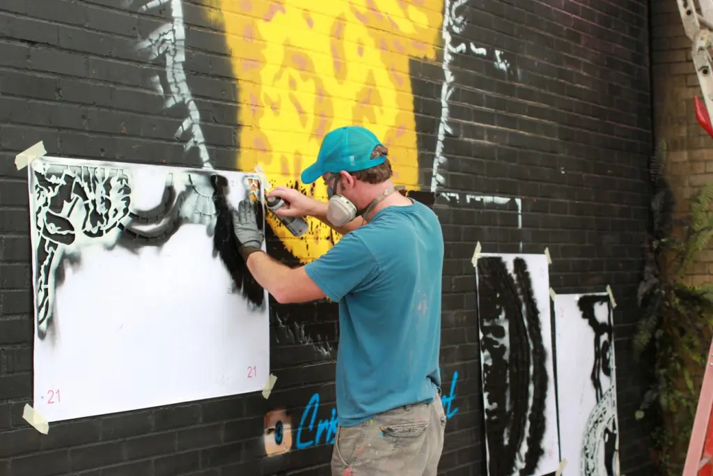 CRISP uses self-made stencils to make sure each detail is correct. (6697 Capitol)