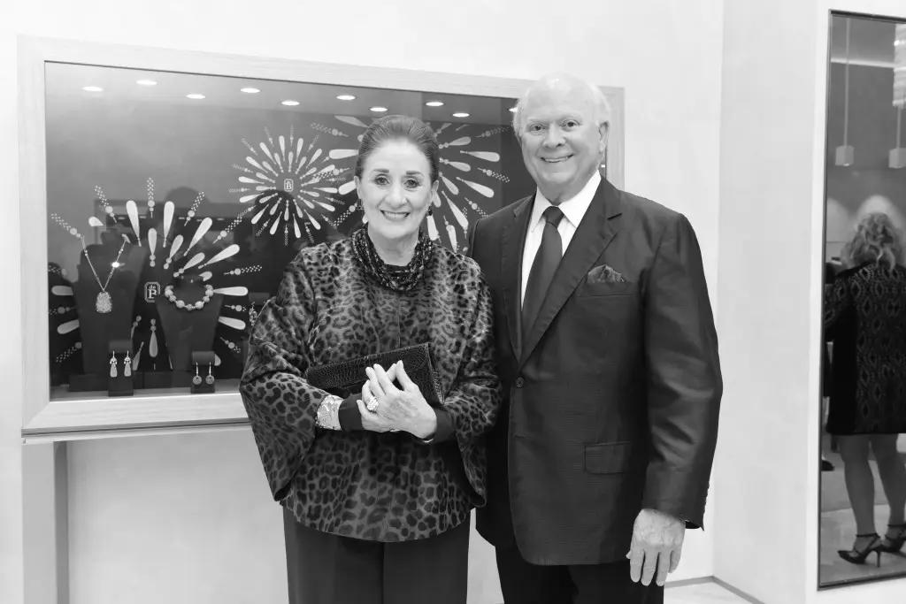 Martha Turner & husband Glenn Bauguss attend the Patek Philippe event at de Boulle Grand opening in River Oaks District in 2015.