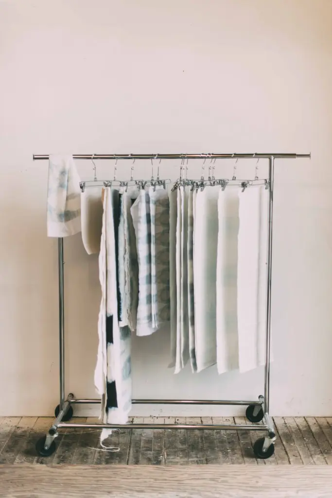 Benson Cobb's upholstery samples are displayed on racks. 