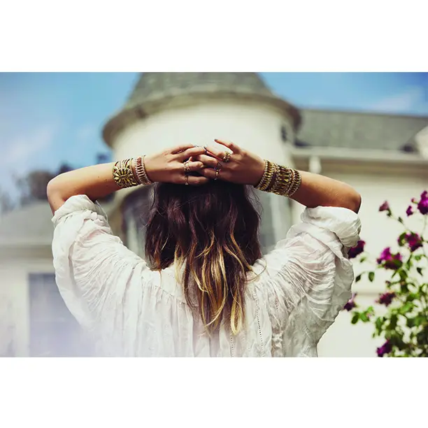 Cheryl Finnegan stylizes the rays of the Virgin, as seen in these bangles and cuffs throughout the Tribal Collection. 
