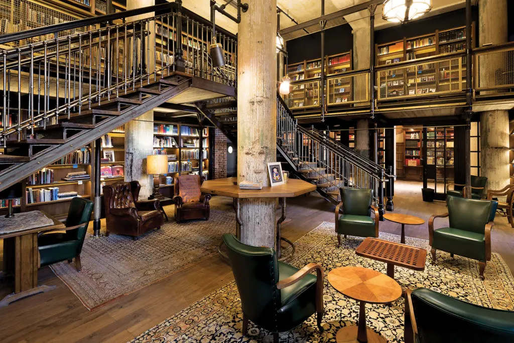 Hotel Emma’s library stocks more than 3,700 volumes from the collection of cultural historian Sherry Kafka Wagner.