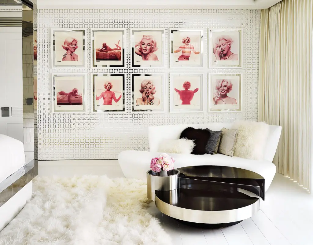 Vladimir Kagan’s Crescent sofa in Tommy and Dee Hilfiger’s master bedroom, from PaperCity March 2015