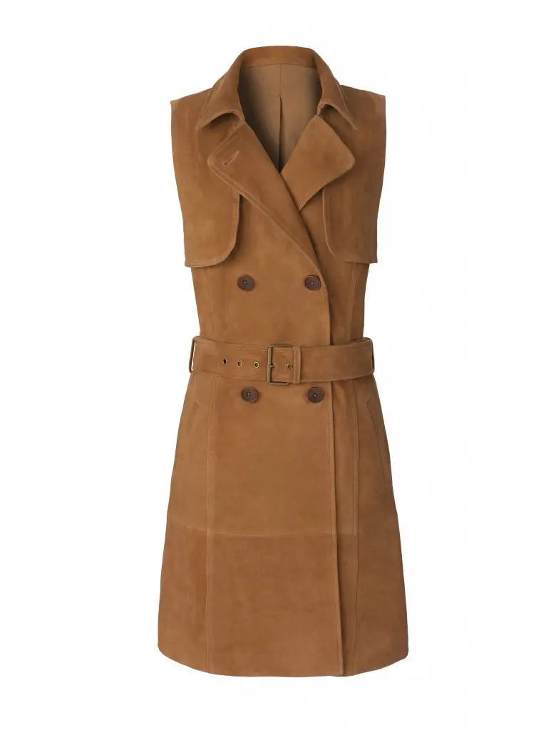 Sleeveless Suede Trench