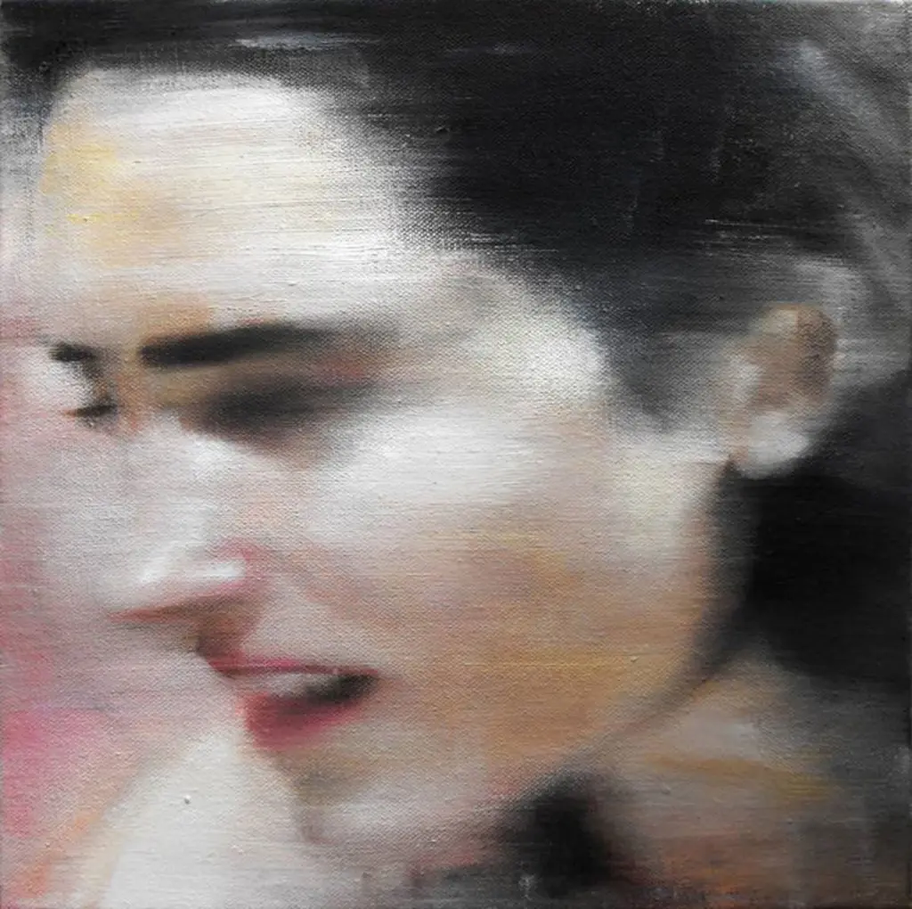 Schwab's "Heroin Face," 2014, while not directly taken from one of the Pop star's film is very Warholian in its subject matter — celebrity, tinseltown and media culture. In this case, the subject is a ringer for actress Jennifer Connelly. 