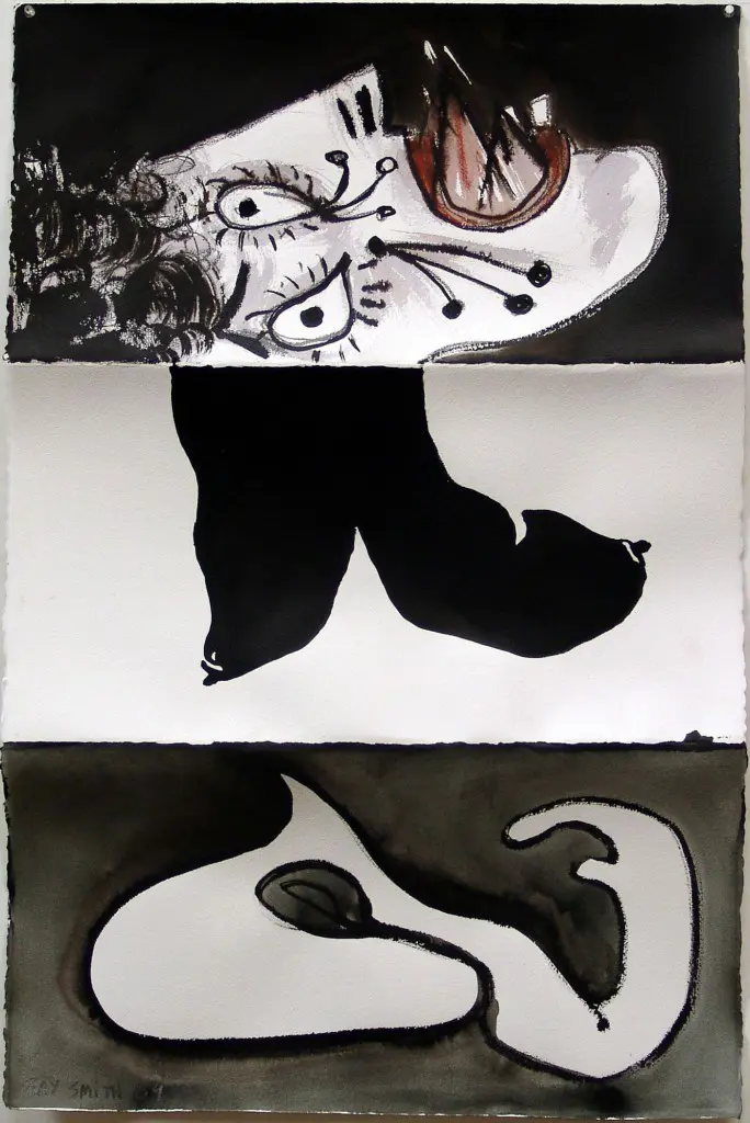 Ray Smith's "Unguernica II #3," 2009, is among the mos abstract Picasso-based images in the current show at McClain.  