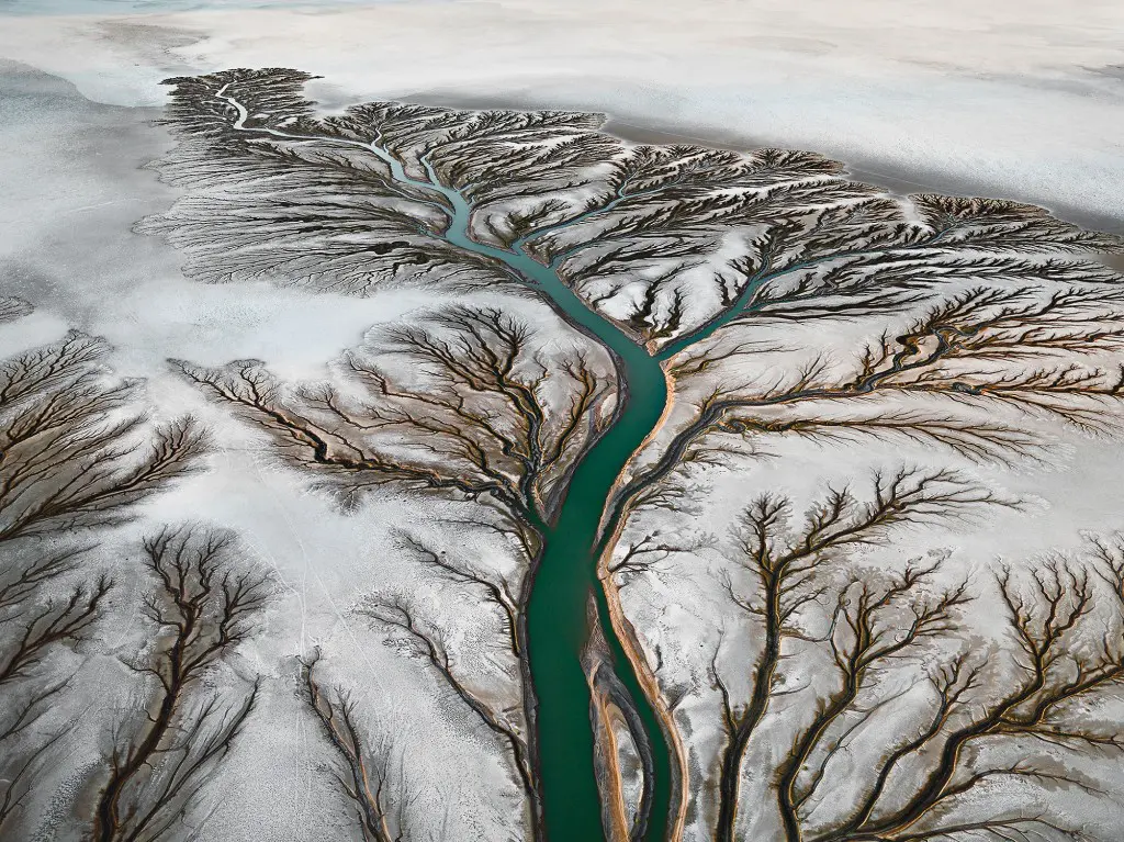 Edward Burtynsky's "Colorado River Delta #2, Near San Felipe, Baja, Mexico," 2011,
from the series "Water," at FotoFest. Image courtesy the artist. 
