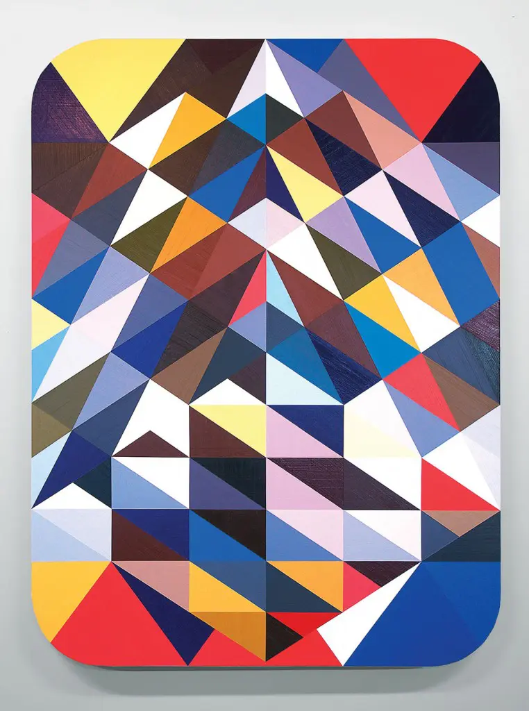 Francisco Moreno’s "Slate: Hard Edge Triangle Painting No. 7 (randomly generated)," 2016, at Erin Cluley Gallery. Courtesy the artist and Erin Cluley Gallery, Dallas.