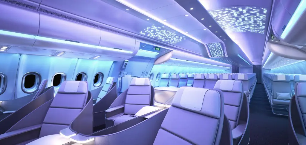 Airspace's overhead bins will fit five suitcases.