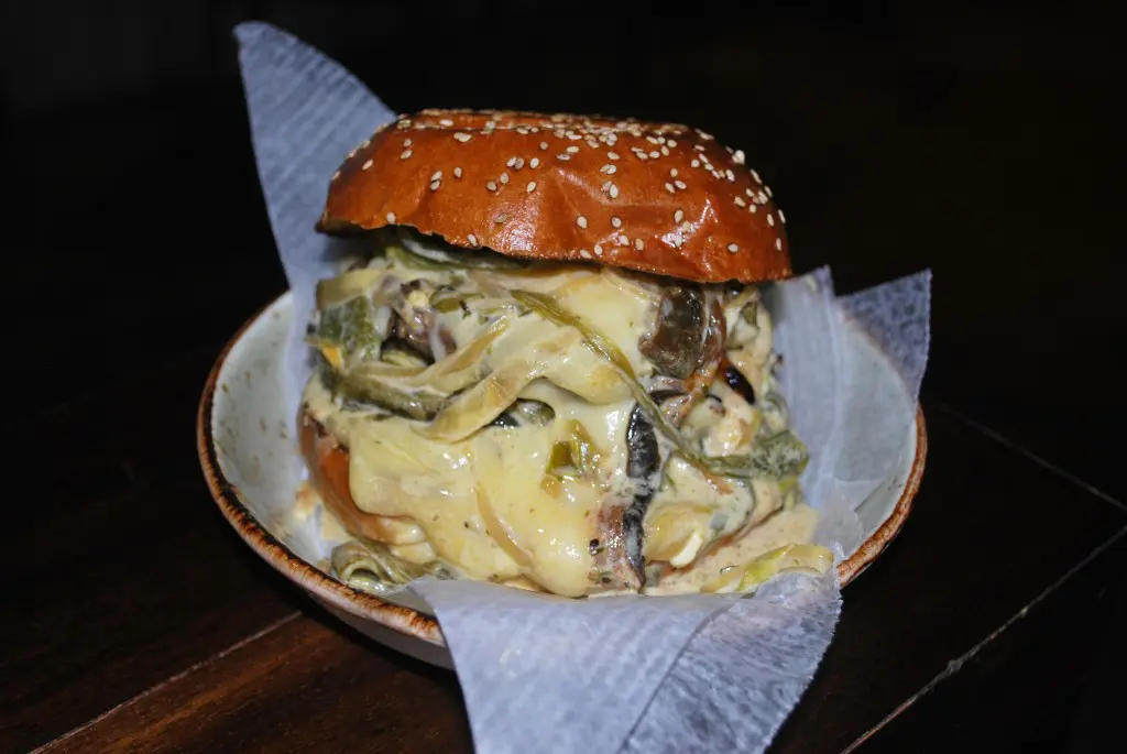 Brace yourself for the poblano pepper burger with queso Chihuahua. 