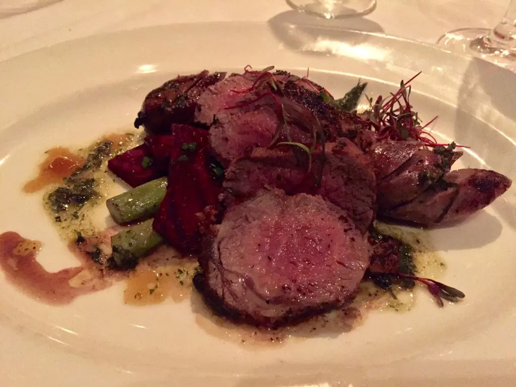 Lamb and asparagus and beets