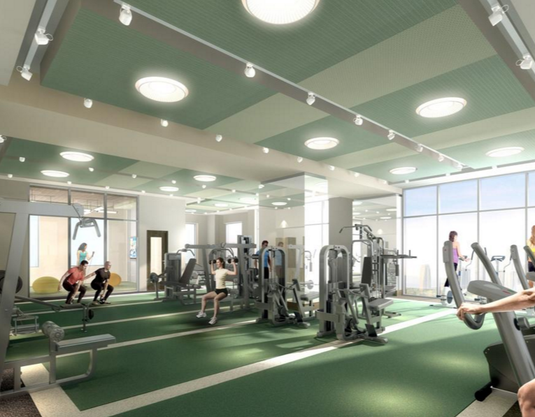 Market Square Tower is packed with amenities, including a giant gym.