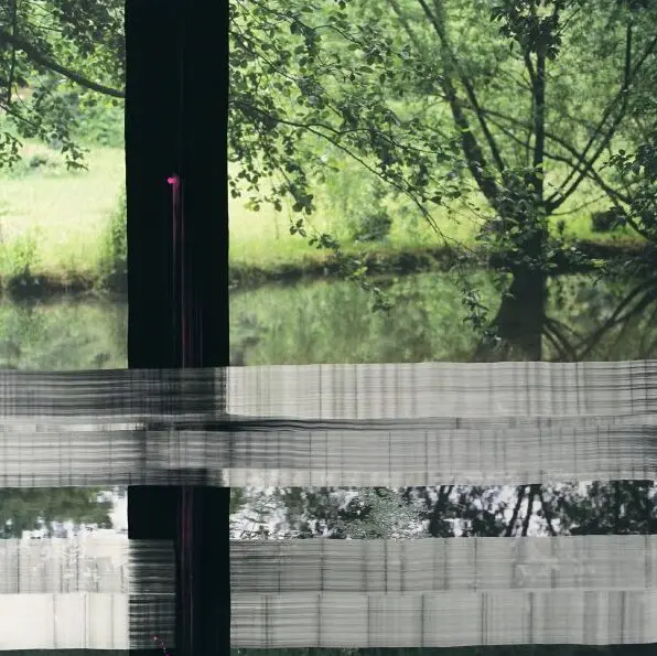 The late artist's "Untitled (F8.17)," 2008 - 2012, presents a portal onto an unknown bank of the Houston Ship Channel. Note the surprising splash of pink in the vertical bar of black pigment. 