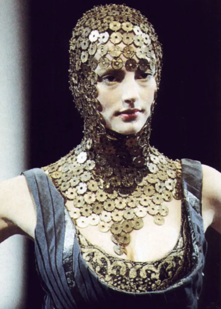 Another McQueen runway look on Miss Fraser: Alexander McQueen for Givenchy, Haute Couture Spring/Summer 1997. (Courtesy Pinterest)